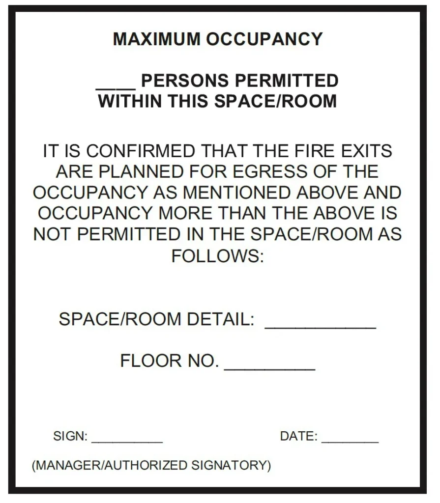 OCCUPANT LOAD CALCULATION FORM