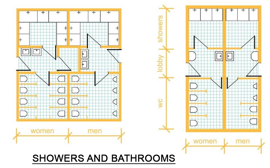 SHOWERS AND BATHROOMS