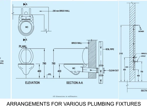 ARRANGEMENTS FOR VARIOUS PLUMBING FIXTURES